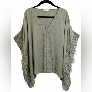 KyeMi Lace Trim Olive Green Top (BG4)